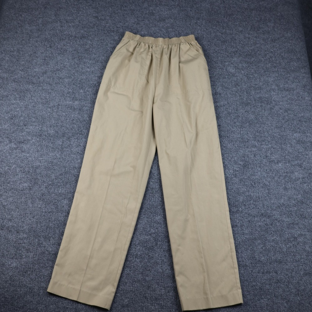 Alfred Dunner Pants Womens 8 Khaki Pull-On Elastic Waist Straight Leg Made USA
